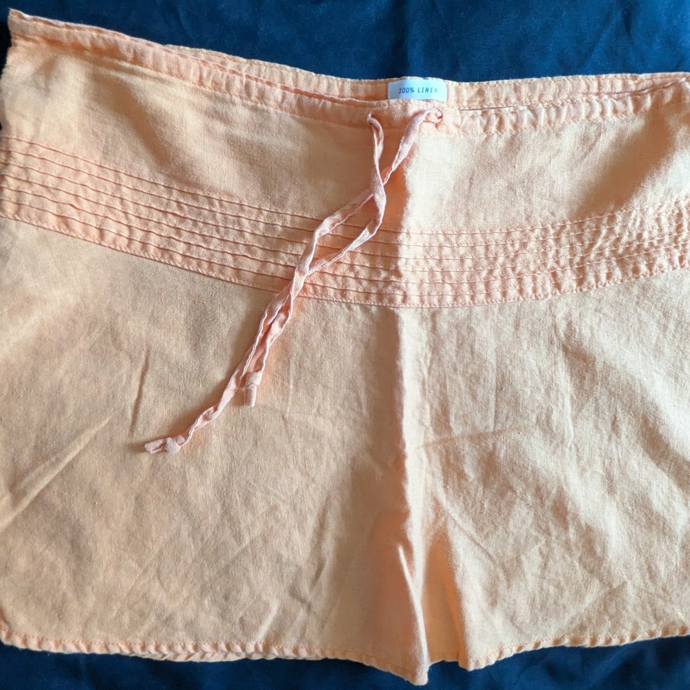 Old Navy Orange 100% Linen Circle/Skater Skirt